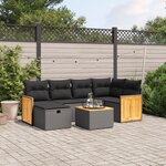 vidaXL Salon de jardin 7 Pièces avec coussins noir résine tressée