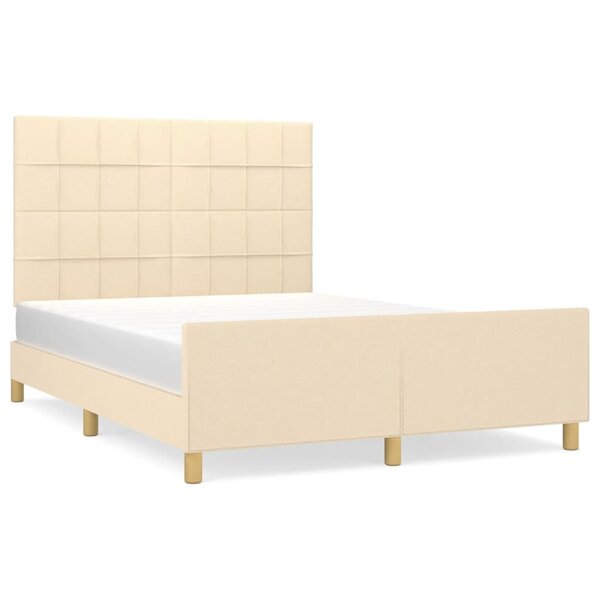 vidaXL Cadre de lit avec tête de lit Crème 140x200 cm Tissu