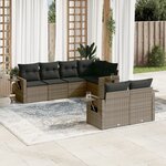vidaXL Salon de jardin avec coussins 7 Pièces gris résine tressée