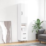 vidaXL Buffet haut Blanc brillant 34 5x34x180 cm Bois d'ingénierie