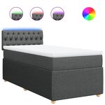 vidaXL Sommier à lattes de lit avec matelas Gris foncé 100x200cm Tissu