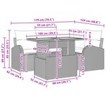 vidaXL Ensemble de Salle à Manger de Jardin de 5 Pièces avec Coussins Noir Rattan Poly Acacia