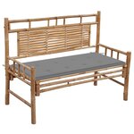 vidaXL Banc de jardin avec coussin 120 cm Bambou