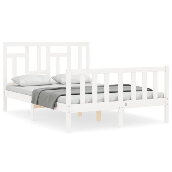 vidaXL Cadre de lit avec tête de lit blanc 140x190 cm bois massif