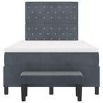 vidaXL Lit à ressorts avec matelas et banc gris foncé 120x190 cm en velours
