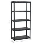 vidaXL Étagère de rangement à 5 niveaux Noir 91 5x45 7x185cm Plastique