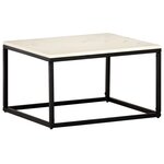 vidaXL Table basse Blanc 60x60x35 cm Pierre véritable texture marbre