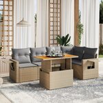 vidaXL Salon de jardin avec coussins 6 Pièces beige résine tressée