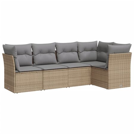 vidaXL Salon de jardin avec coussins 5 Pièces beige résine tressée