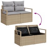 Canapé de jardin 7 pièces avec coussins beige poly rattan