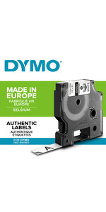 DYMO Rhino - Étiquettes Industrielles Autocollantes en Polyester 12mm x 5.5m Noir sur Blanc