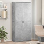 vidaXL Buffet haut gris béton 80x35x180 cm bois d'ingénierie