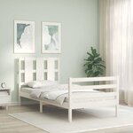 vidaXL Cadre de lit avec tête de lit blanc 90x200 cm bois massif