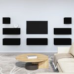 vidaXL Ensemble de meubles TV 7 Pièces Noir Bois d'ingénierie