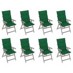 vidaXL Chaises inclinables de jardin avec coussins 8 Pièces Gris Acacia