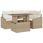 vidaXL Ensemble de canapé de jardin 5 pièces avec coussins beige en rotin poly