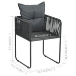 vidaXL Chaises d'extérieur lot de 2 avec oreillers Résine tressée Noir