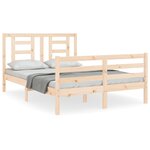 vidaXL Cadre de lit avec tête de lit 120x200 cm bois massif