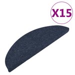 vidaXL Tapis d'escalier autocollants 15 Pièces 56x17x3 cm Bleu