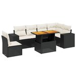 vidaXL Salon de jardin 7 Pièces avec coussins noir résine tressée