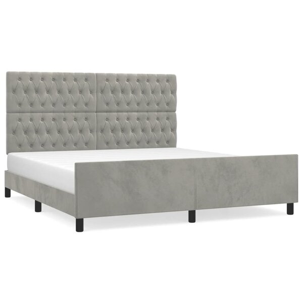 vidaXL Cadre de lit avec tête de lit Gris clair 180x200 cm Velours