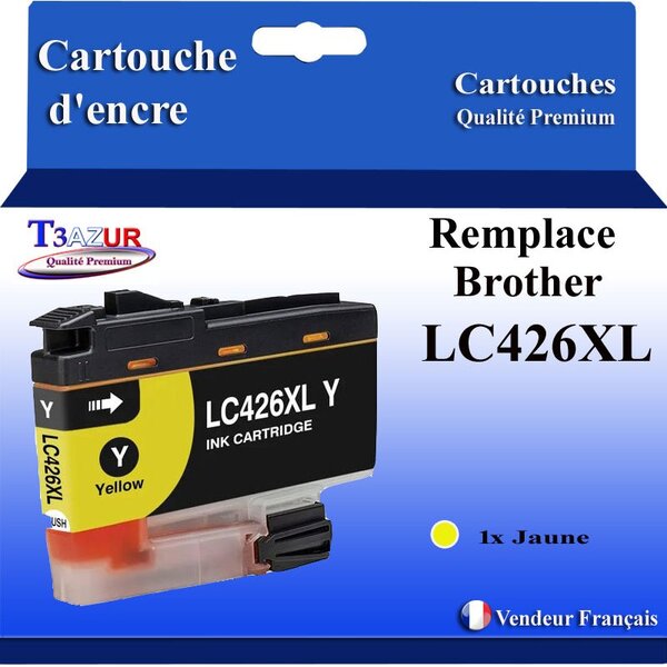 T3AZUR- Cartouche compatible avec Brother LC426 XL pour Brother MFC-J4540DW XL MFC-J4540DWT Jaune