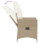 vidaXL Ensemble de bistro 3 Pièces avec coussins beige résine tressée