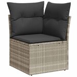 vidaXL Salon de jardin 6 Pièces avec coussins gris clair résine tressée