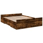vidaXL Cadre de lit et tiroirs chêne fumé 140x190 cm bois d'ingénierie