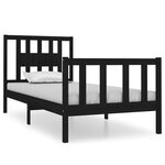 vidaXL Cadre de lit Noir Bois massif 75x190 cm Petit simple