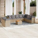 vidaXL Salon de jardin et coussins 11 Pièces mélange beige résine tressée