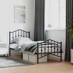vidaXL Cadre de lit métal avec tête de lit/pied de lit noir 90x200 cm