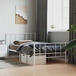 vidaXL Cadre de lit métal avec tête de lit/pied de lit blanc 100x200cm
