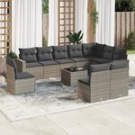 vidaXL Salon de jardin 11 Pièces avec coussins gris résine tressée