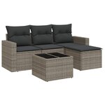 vidaXL Salon de jardin 5 Pièces avec coussins gris résine tressée