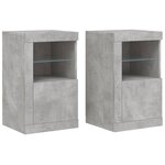 vidaXL Armoires latérales et lumières LED 2 Pièces gris béton