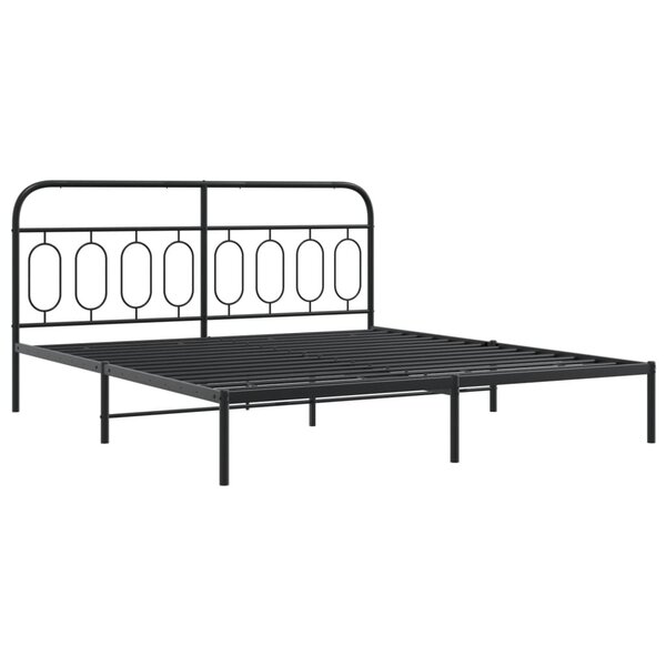 vidaXL Cadre de lit métal avec tête de lit noir 193x203 cm