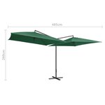 vidaXL Parasol double avec mât en acier 250 x 250 cm Vert