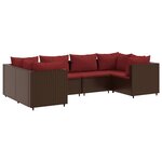 vidaXL Salon de jardin 6 Pièces avec coussins Marron Résine tressée