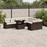 vidaXL Salon de jardin 10 Pièces avec coussins marron résine tressée