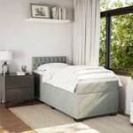 vidaXL Sommier à lattes de lit et matelas Gris clair 90x190 cm Velours