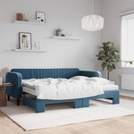 vidaXL Lit de jour avec lit gigogne et matelas bleu 90x200 cm velours