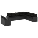 vidaXL Salon de jardin 10 Pièces avec coussins noir résine tressée