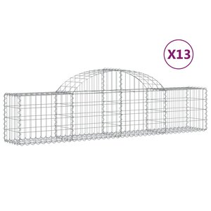 vidaXL Paniers à gabions arqués 13 Pièces 200x30x40/60 cm Fer galvanisé