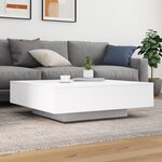 vidaXL Table basse avec lumières LED blanc 100x100x31 cm