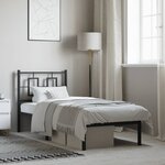 vidaXL Cadre de lit métal avec tête de lit noir 80x200 cm