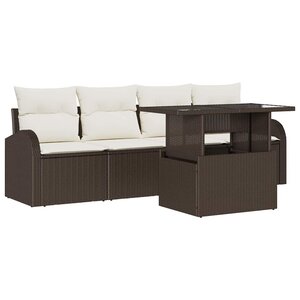 vidaXL Ensemble de canapé de jardin 5 Pièces Marron Poly Rattan