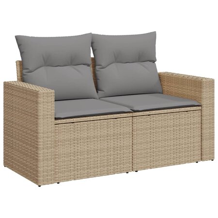 vidaXL Canapé de jardin avec coussins 2 places beige résine tressée