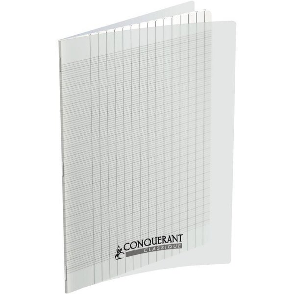 Cahier piqûre 96 pages seyès 2 5 mm 90 g  couverture carte polypropylèe incolore  format 21 x 29 7 cm CONQUERANT