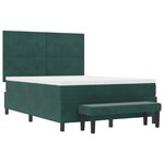 vidaXL Lit à ressorts avec matelas et banc Vert foncé 140x190 cm Velours